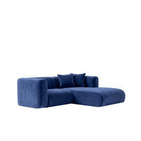 ECKSOFA L-Form mini, Velvet-Stoff Bluvel, Tintenblau, Rechts, GRETA - Blau, Holz (226/179cm) - Kaiser Möbel