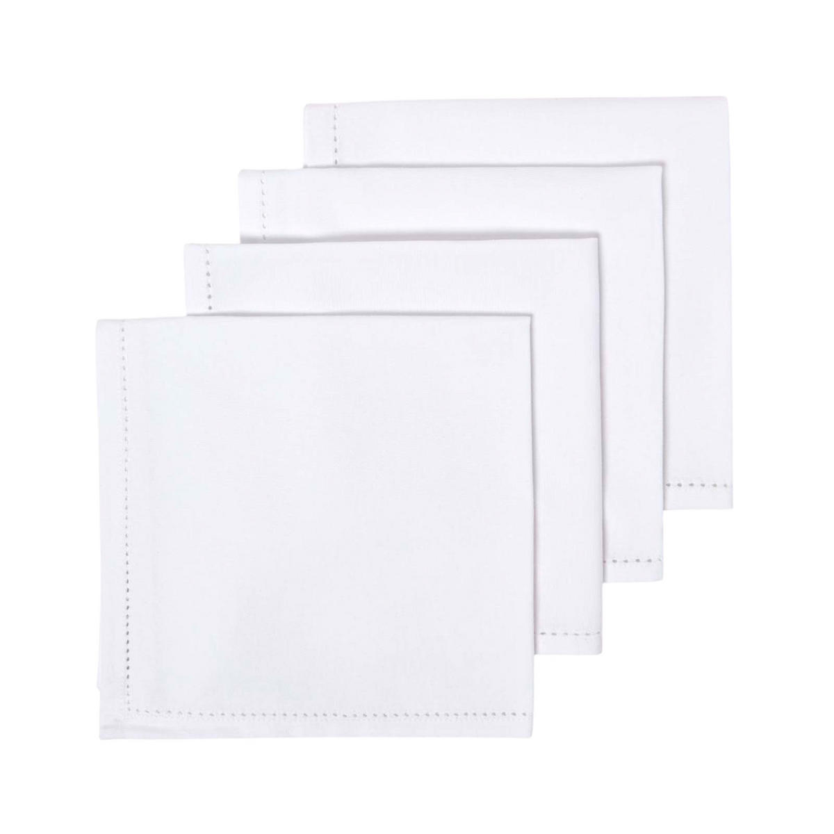 STOFFSERVIETTEN 4er-Set weiß 45/45 cm, 100% Baumwolle - Weiß, Textil (45/45cm) - Homescapes