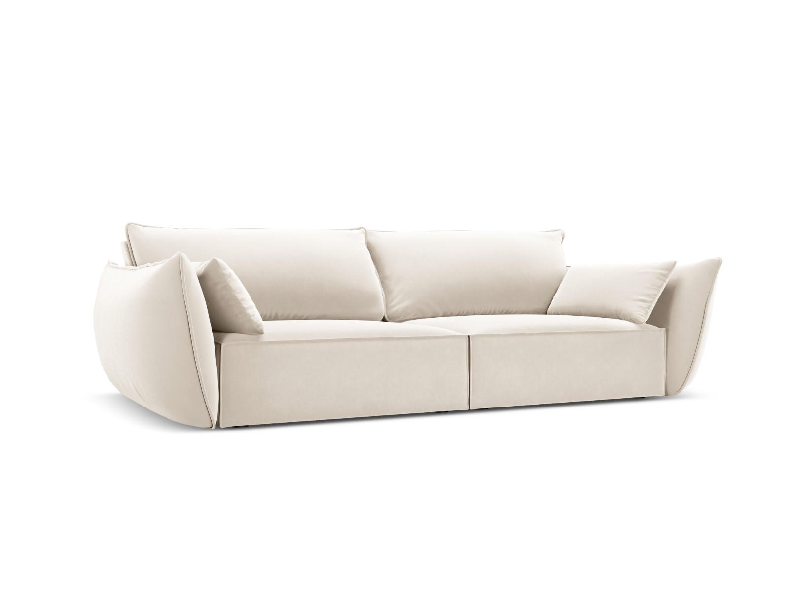 SOFA Kaelle aus Samt leichtes beige 3 Sitzplätze - Creme, Textil (100/85/208cm) - Micadoni