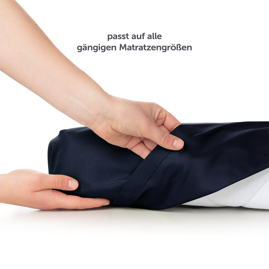 Thumbnail - Blumtal Betttuch, Dunkelblau, Textil, 275x160 cm, Schlaftextilien, Bettwäsche, Bettlaken