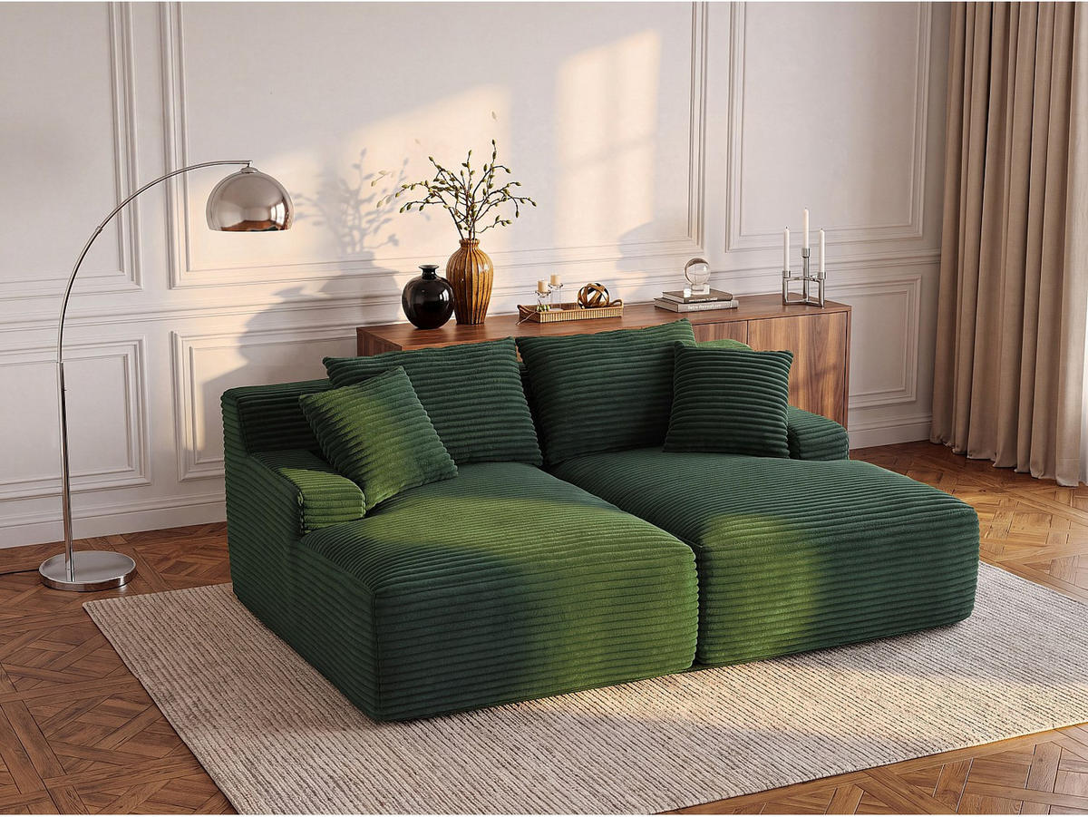SOFA - 3 Personen - samt - grün Donilia - Grün, Textil (200/72/160cm) - Vente-Unique