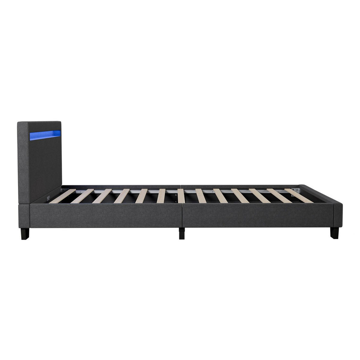 POLSTERBETT Verona mit LED dunkelgrau 90x200cm - Dunkelgrau, Holz (90/200cm) - Juskys