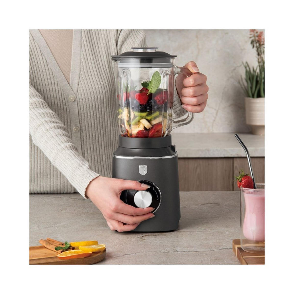 MIXER Graphit 25/25/25 cm BH9539 - Graphitfarben, Kunststoff (25/25/25cm) - Berlinger Haus