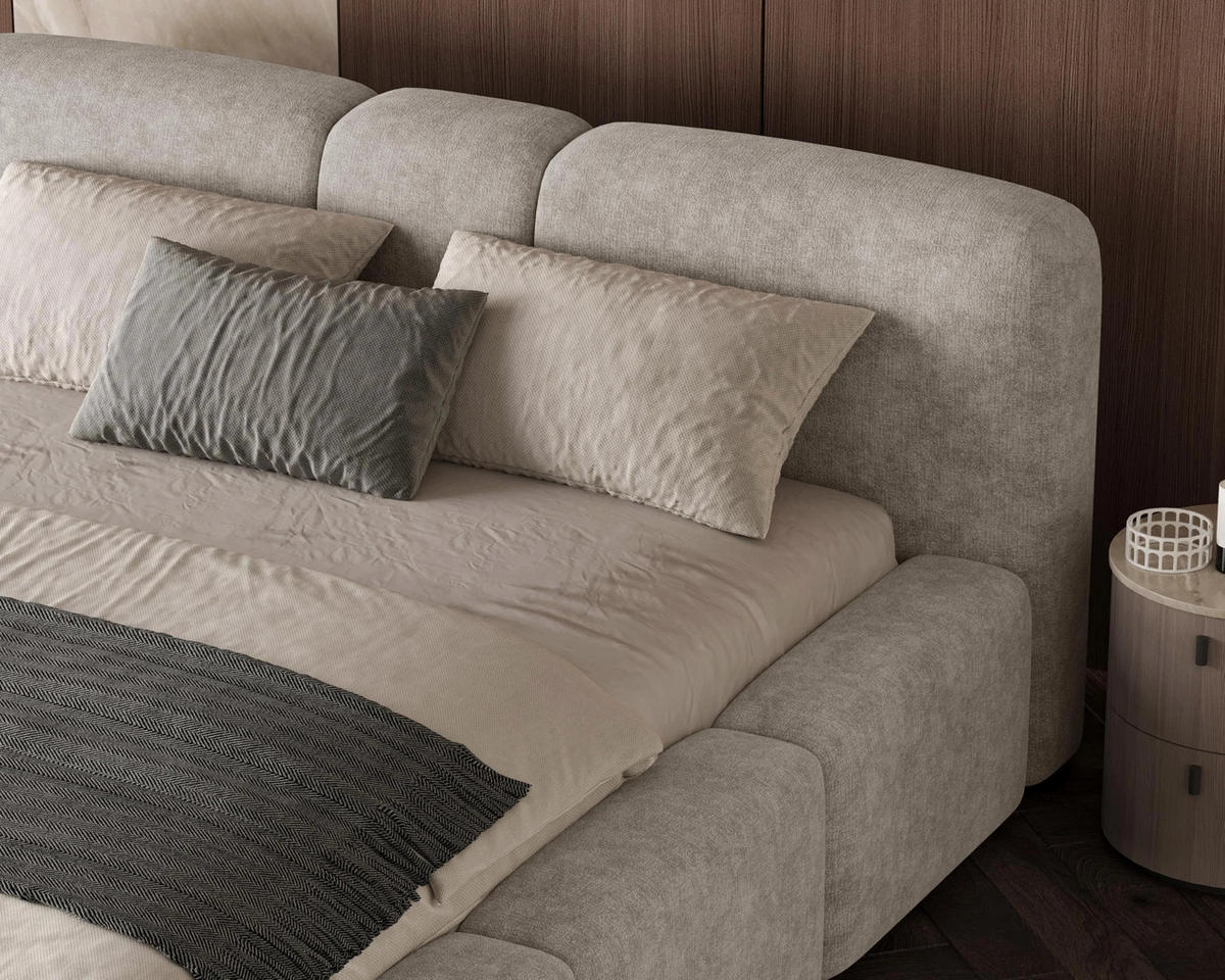 POLSTERBETT Monte 140x200 cm mit stabilem Metallrahmen, Bettkasten und Stauraum, Doppelbett mit Kopfteil - Perfect Harmony Dunkelbeige - Grau, Holzwerkstoff (140/200cm) - Chilly