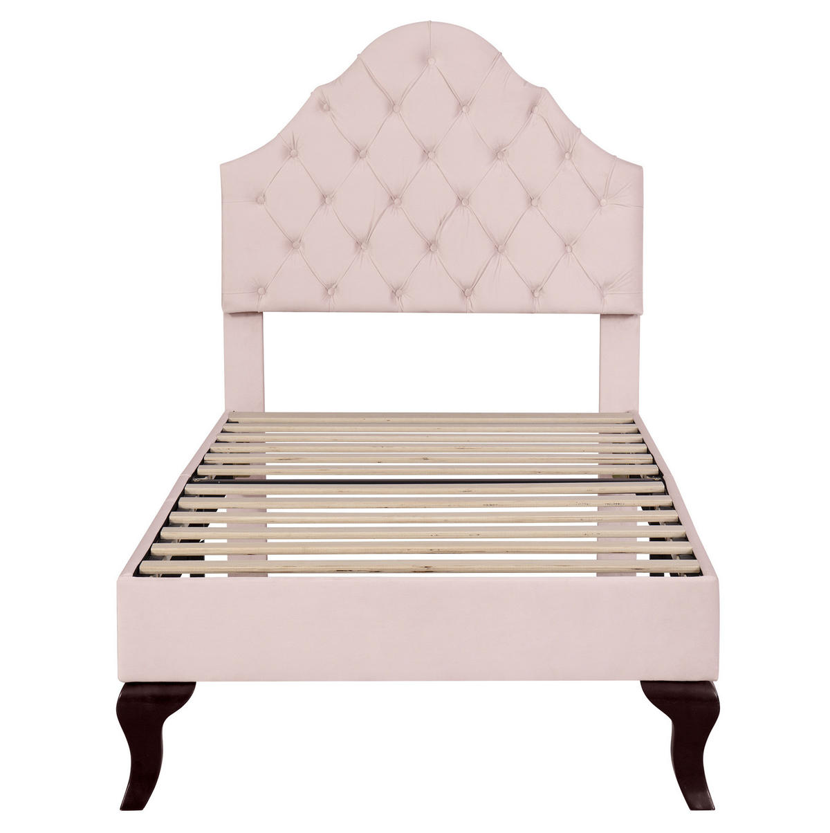 POLSTERBETT 90/200 cm aus Samt in Rosa mit höhenverstellbarem Kopfteil - Rosa, Textil (90/200cm) - Flora Grace