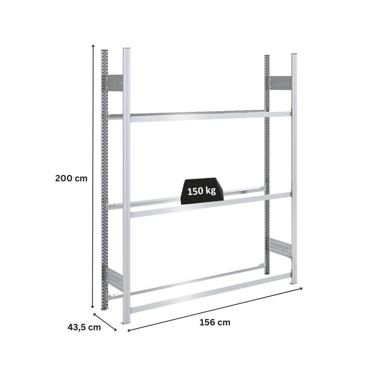 REIFENREGAL TIRE PRO 200x150x43cm 3 Ebenen 150kg Fachlast Bis zu 7 Reifen pro Ebene Verzinkt - Silberfarben, Metall (150/200/43cm) - PROREGAL