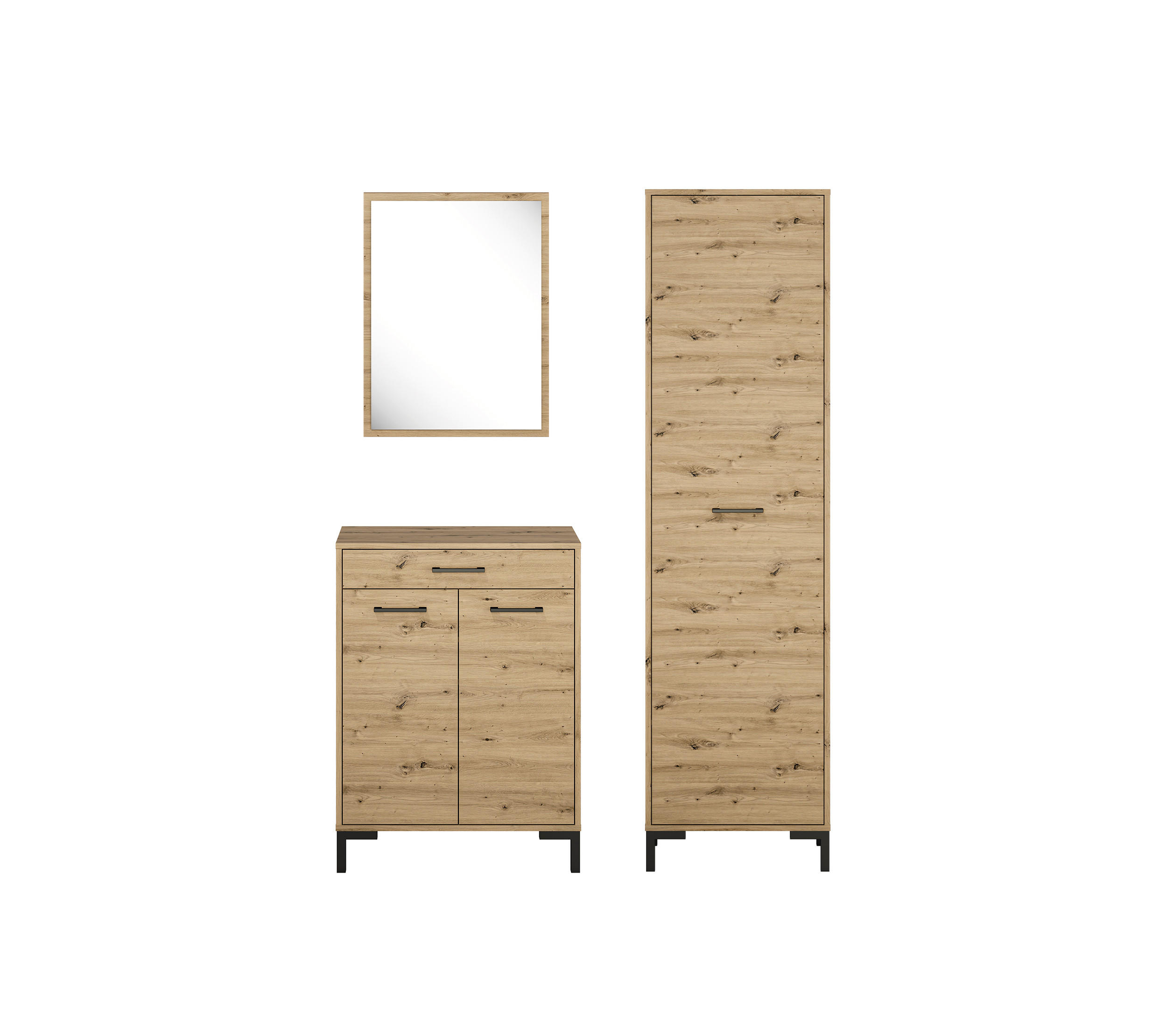 GARDEROBE Nevio Artisan Eiche 3-teilig - Eiche Artisan/Braun, Holz/Holzwerkstoff (125/200/34cm) - Feldmann-Wohnen