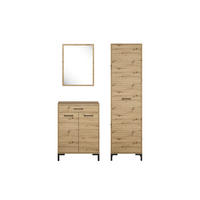 GARDEROBE Nevio Artisan Eiche 3-teilig - Eiche Artisan/Braun, Holz/Holzwerkstoff (125/200/34cm) - Feldmann-Wohnen