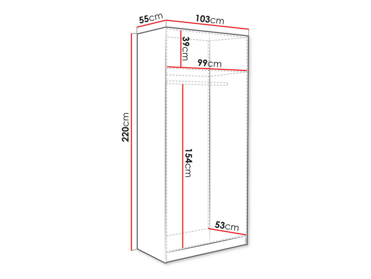 KLEIDERSCHRANK Como 2D - Kaschmir, Holzwerkstoff/Metall (103/220/55cm) - MIRJAN24