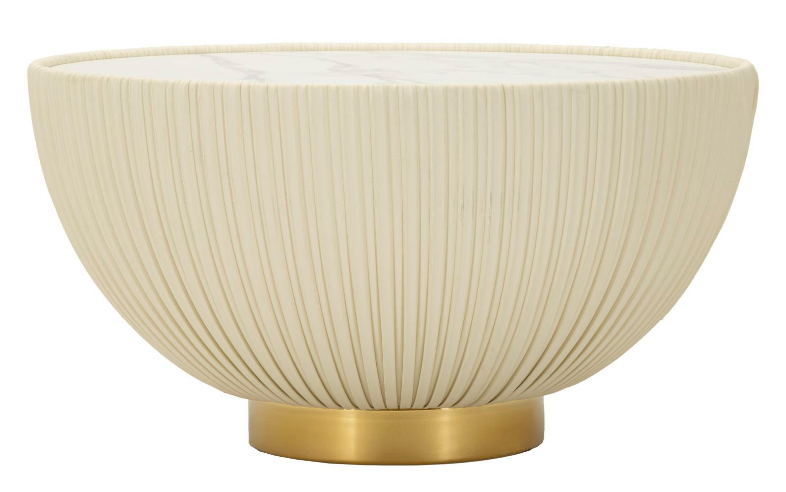 COUCHTISCH Elge, cremefarben, goldfarben und weiß, Eisen, Keramik und Polyester, 71 x 71 x 38 cm - Goldfarben/Creme, Keramik/Textil (71/71/38cm) - Mauro Ferretti