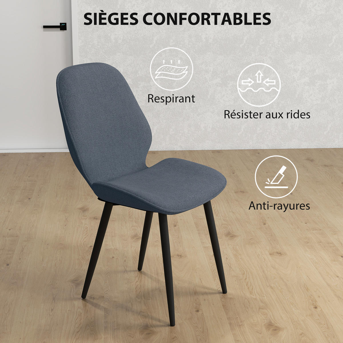 ESSZIMMERSTÜHLE 2er-Set DE-13268 geschwungene Rückenlehne Grau - Grau, Metall (56/86/46cm) - ComfortXL