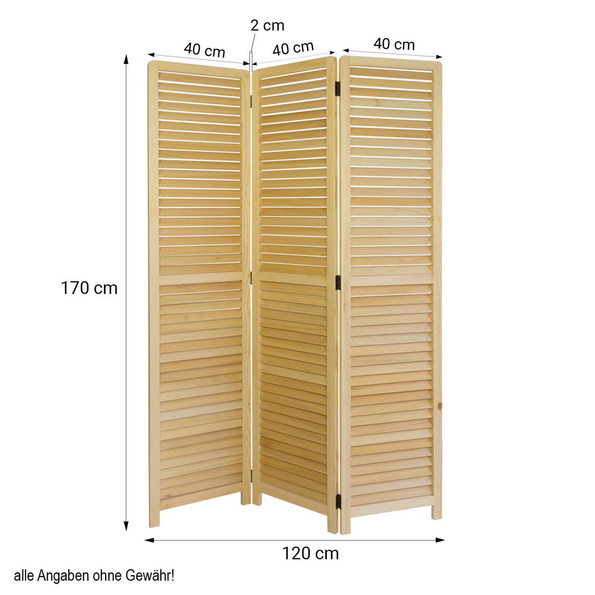 PARAVENT 3-tlg. 120/170 cm Braun Holzlamellen - Braun, Holz (120/170/2cm) - Homestyle4u
