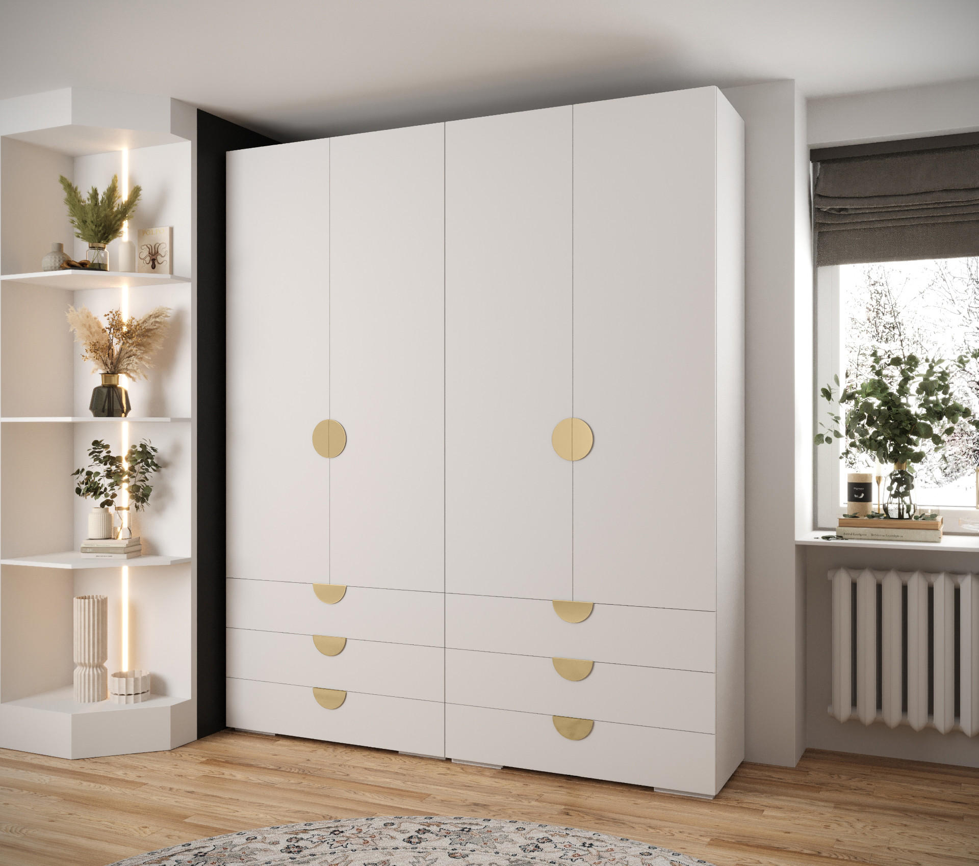 GARDEROBEN-SET 236,7/200/47 - Goldfarben/Weiß, Holz/Kunststoff (200/236.7/47cm) - Abiks Möbel