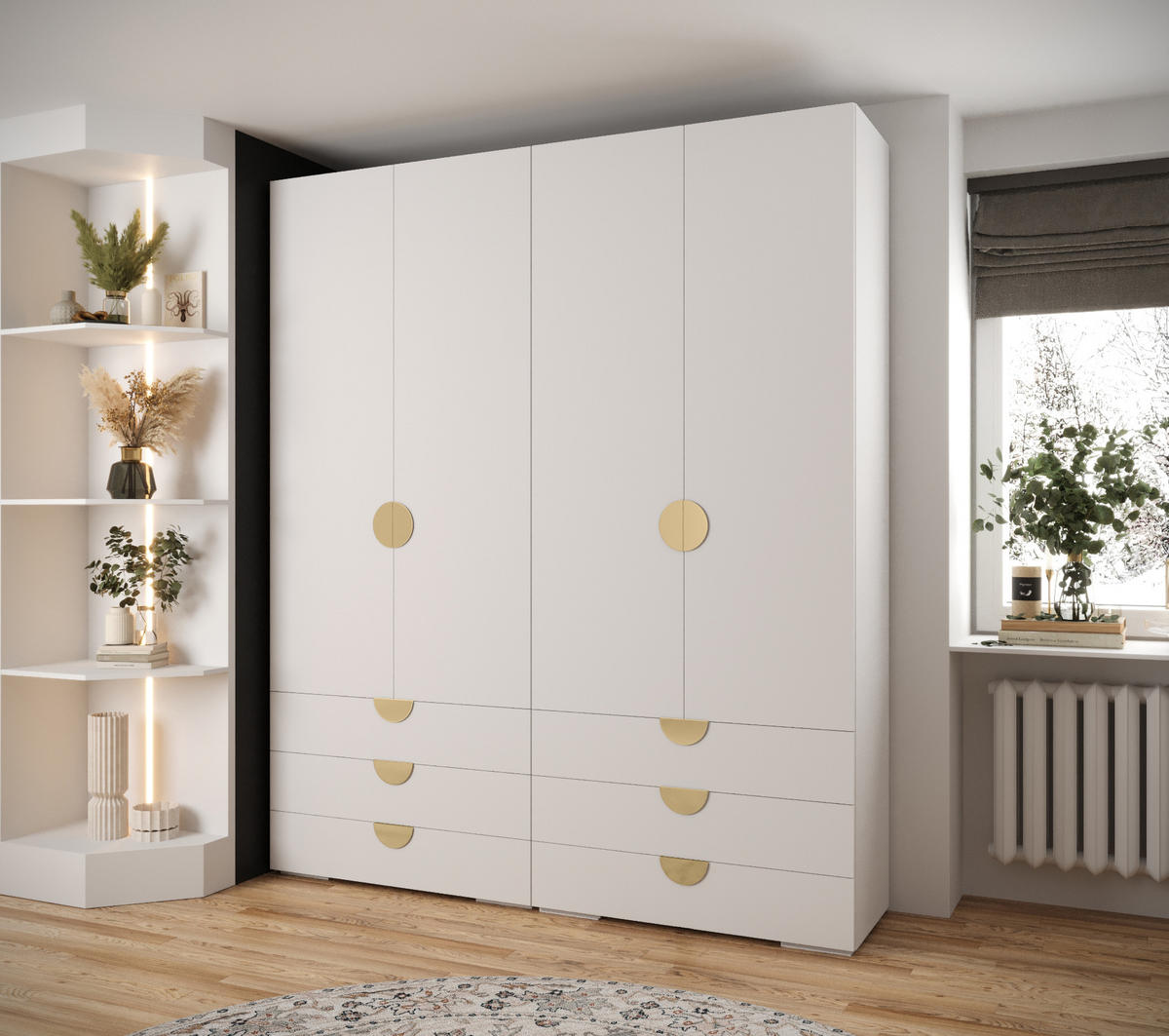 GARDEROBEN-SET 236,7/200/47 - Goldfarben/Weiß, Holz/Kunststoff (200/236.7/47cm) - Abiks Möbel