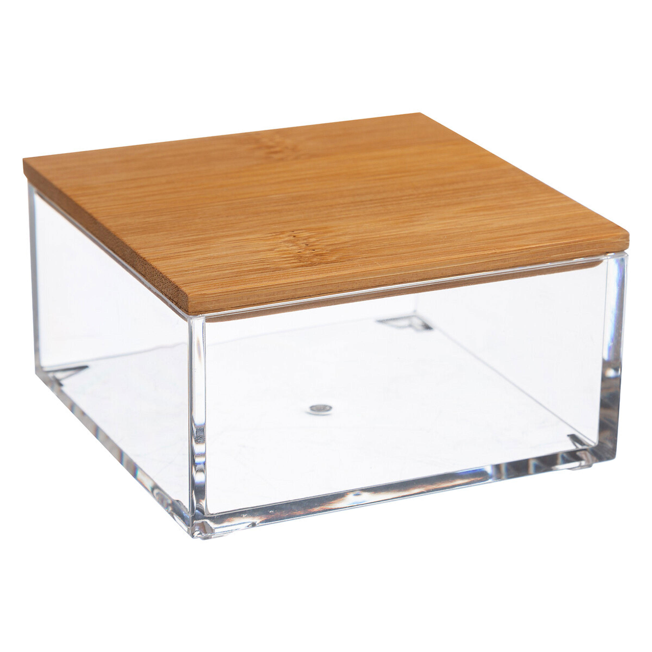 KOSMETIK-AUFBEWAHRUNGSBOX Selena Square mit Bambusdeckel, Kunststoff, 9.6 x 9.6 cm - Multicolor, Kunststoff (9.6/5.35/9.6cm) - 5five Simply Smart