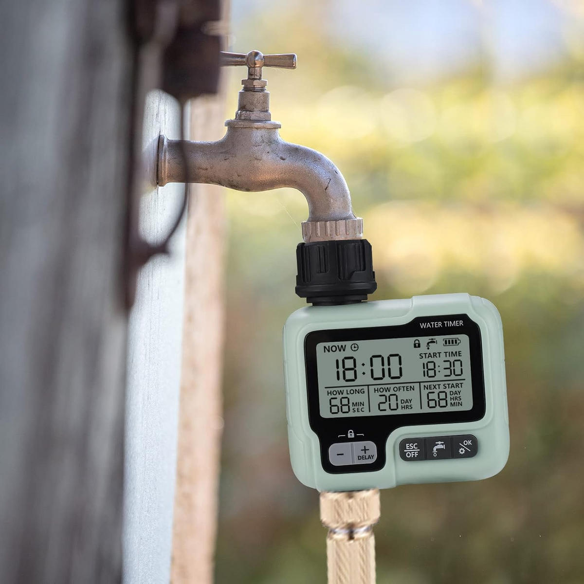 BEWÄSSERUNGSREGLER mit LCD-Display, Wasserzeitschaltuhr, Automatik-/Handbetrieb - Grün, Kunststoff (13/5/9cm) - Weltevree