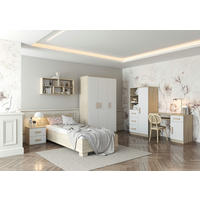 JUGENDZIMMER Elora in Eiche und Weiß – 6-teiliges Set – Grifffarbe Sonoma Eiche - Braun, Holzwerkstoff (80/200/120cm)