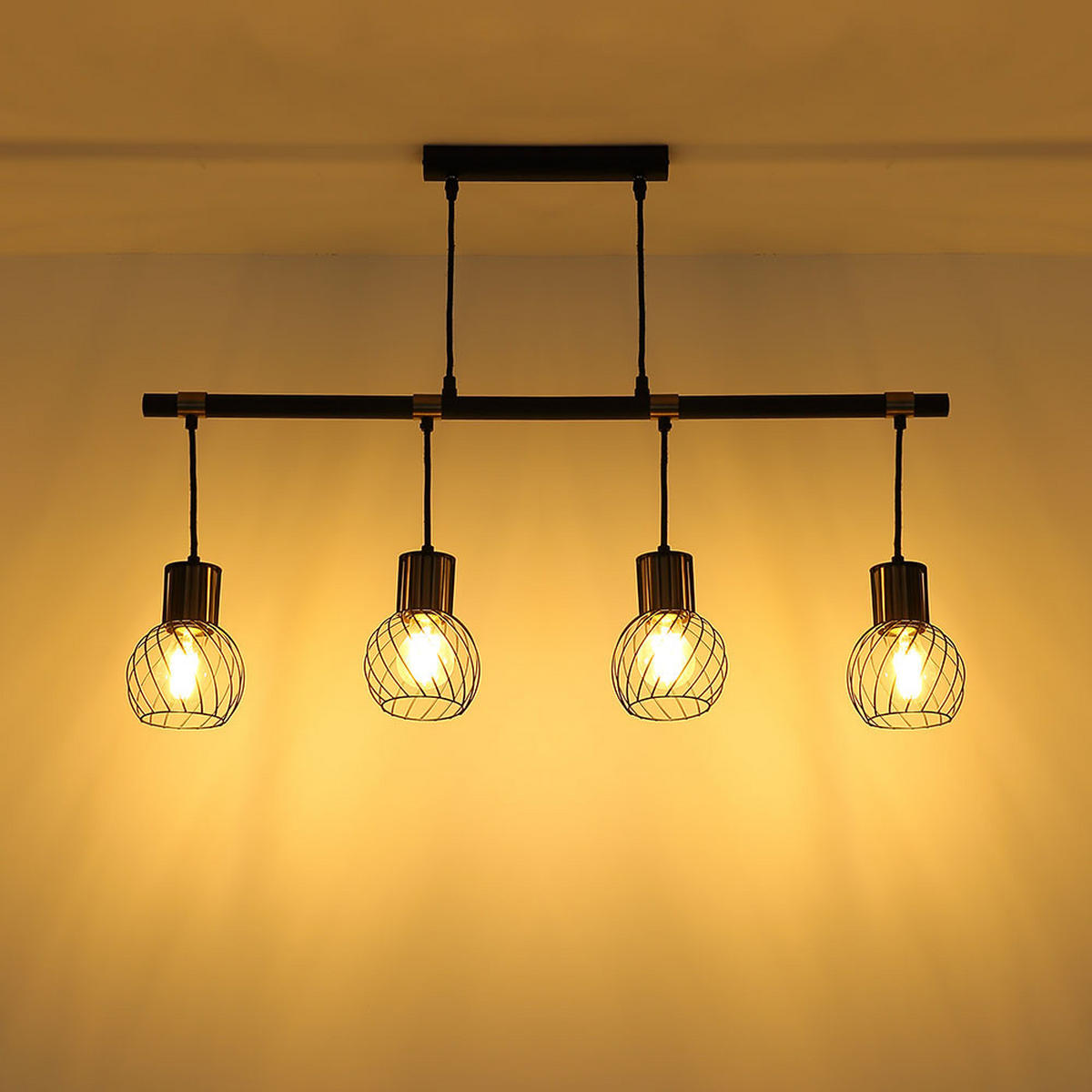 HÄNGELEUCHTE Metall Schwarz Gitteroptik - Schwarz, Metall (87/12/120cm) - Globo Lighting