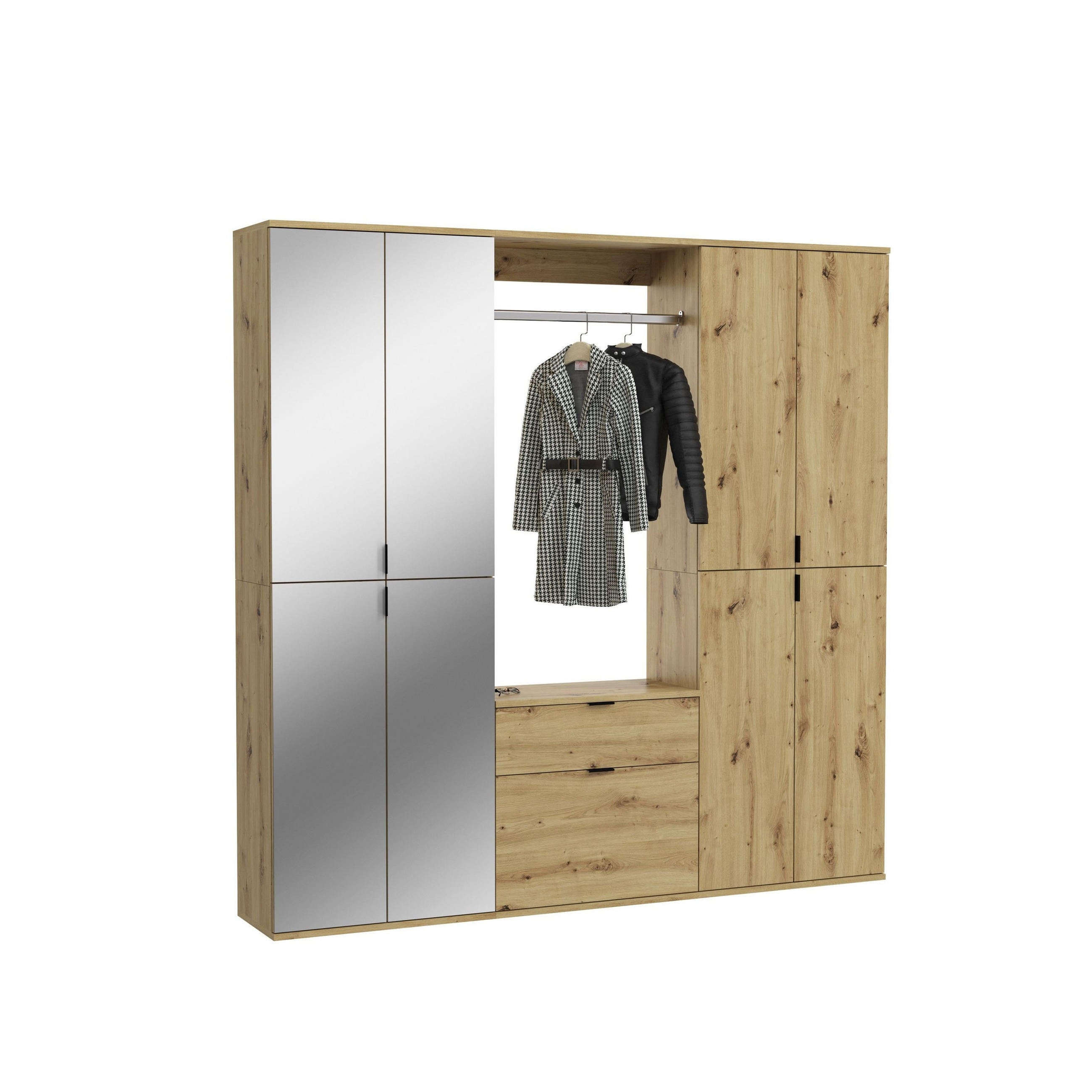 GARDEROBENKOMBINATION 4tlg. Projekt X Garderobe in Artisan Eiche Nachbildung B/H/T: 183x193x34 cm - Eiche Artisan, Holzwerkstoff (183/193/34cm)