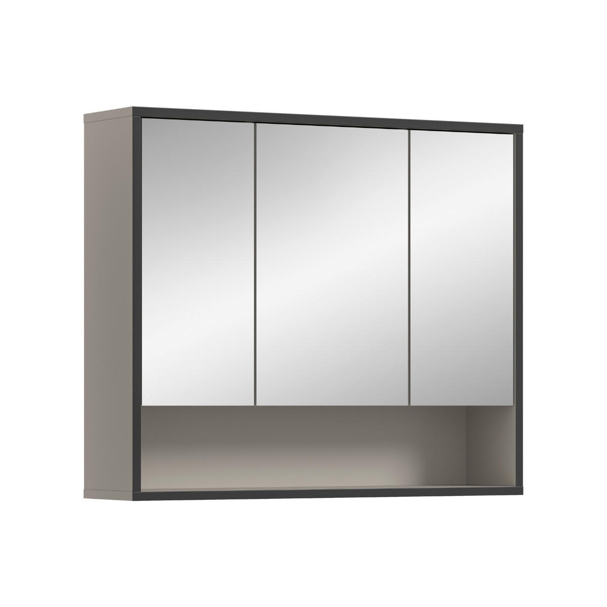 HÄNGESCHRANK mit 3 Spiegeltüren und 1 Nische Kaschmir 19/68/80 cm - Beige, Holzwerkstoff (19/68/44.5cm) - Calicosy