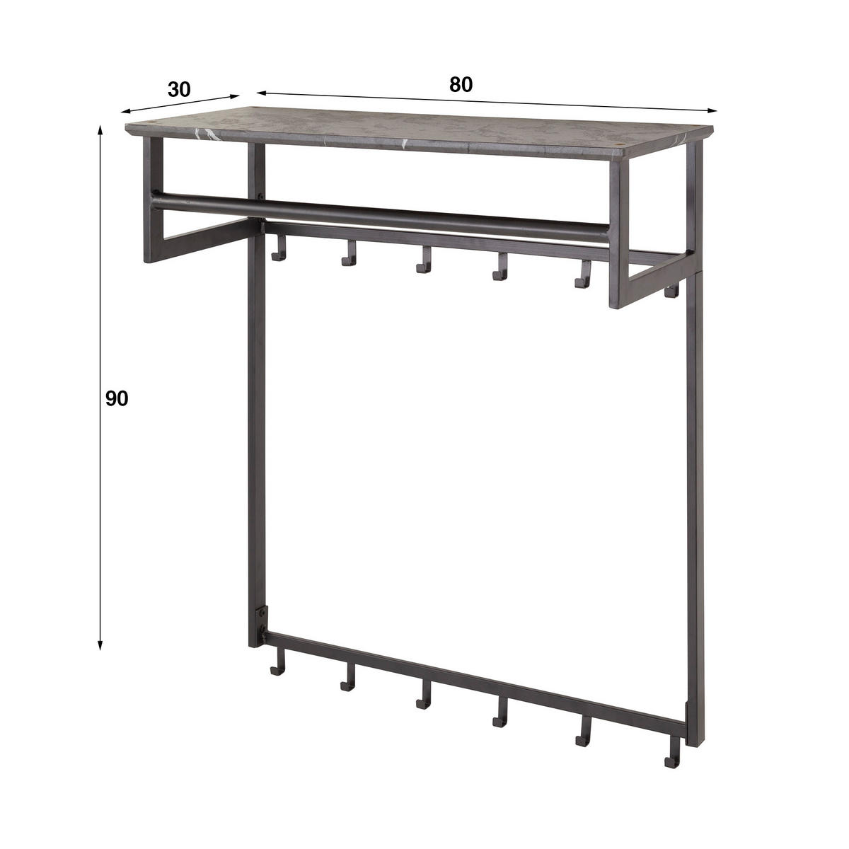 WANDGARDEROBE Schwarz 30/80/90 cm - Schwarz, Holz (80/90/30cm) - Hoyz Collection