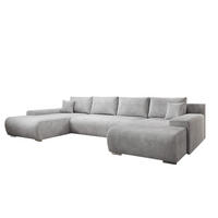 ECKSOFA Credo mit Schlaffunktion und Bettkasten, Couch U-Form, 348x81x185 cm, Hellgrau - Hellgrau, Holz (348/170cm) - PROMETO Möbel