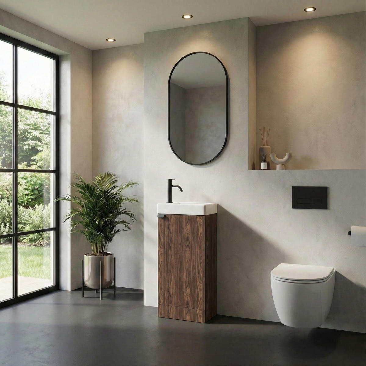 GÄSTE-WC-MÖBELSET Orion 2 Teile Walnuss Braun - 40 x 22 x 88 cm - Walnussfarben/Braun, Holz (40/88/22cm) - Badplaats