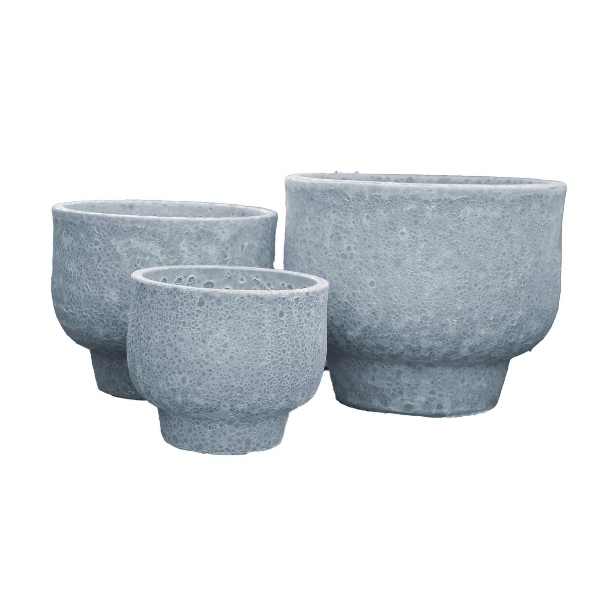 TOPF Sanish Blau 50/50/40cm 3er-Set - Blau, Keramik (40cm) - PTMD Collection