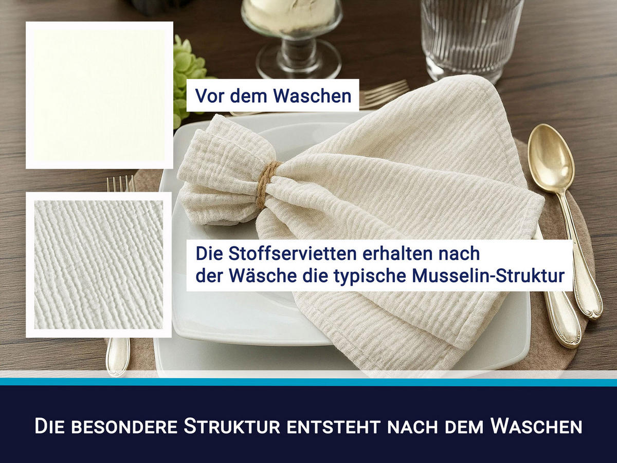 STOFFSERVIETTEN, 6er-Set, 50x50 cm, 100% Baumwolle, Beige - Creme, Textil (50/50cm) - Zollner