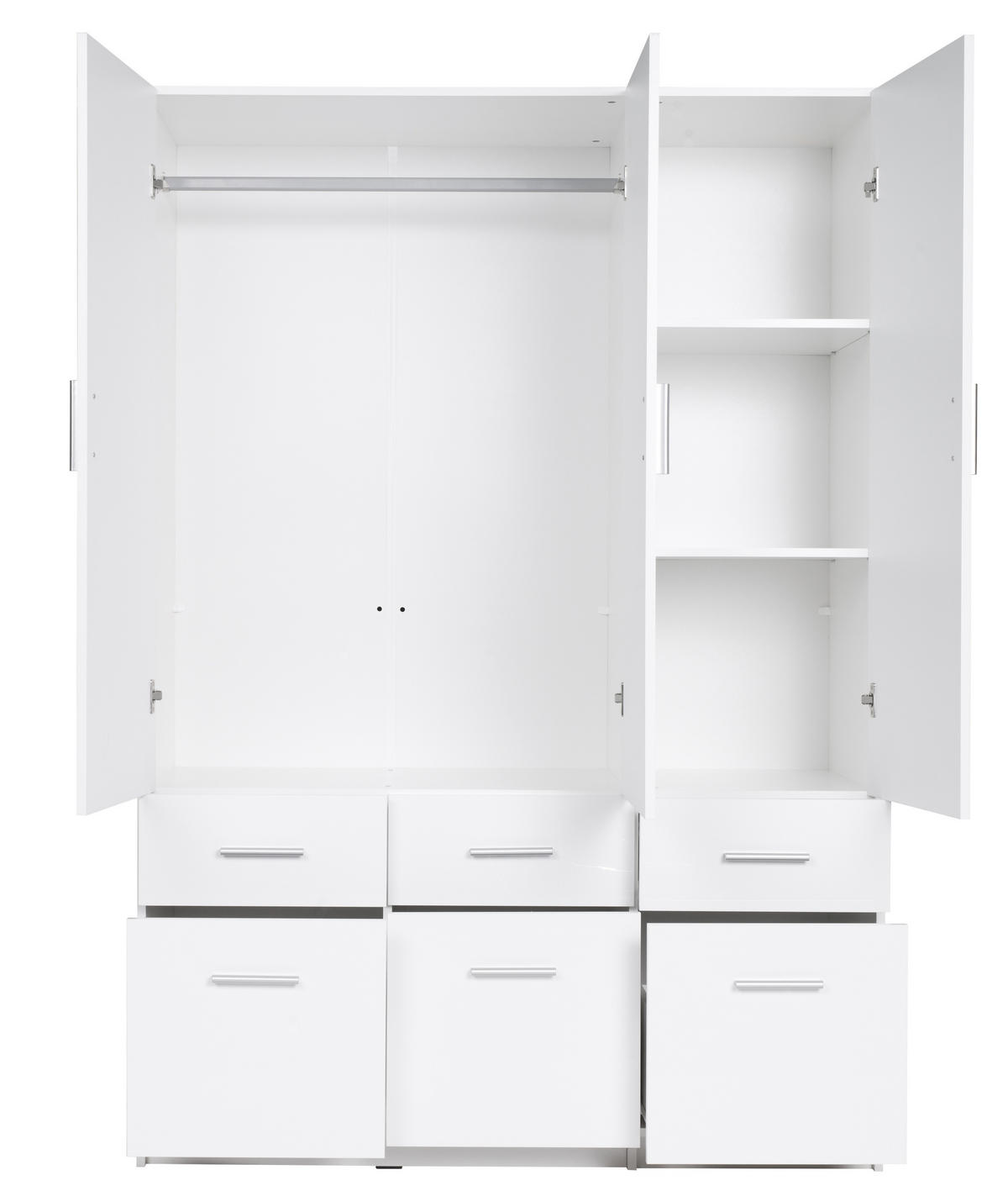 DREHTÜRENSCHRANK LUGERN 136/197,6/53,6cm 3-türig Weiß - Weiß, Holzwerkstoff (136/197.6/53.6cm) - MASSENO