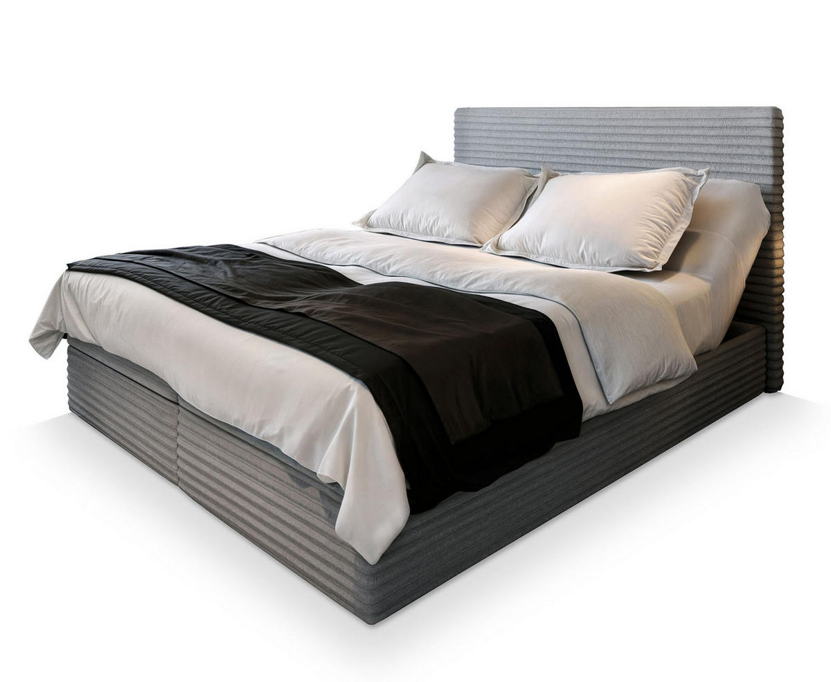 POSTEL BOXSPRING MILARA 160x200 cm, s matrací a úložným prostorem, světle šedá - světle šedá, kompozitní dřevo/textil (160/200cm) - MASSENO