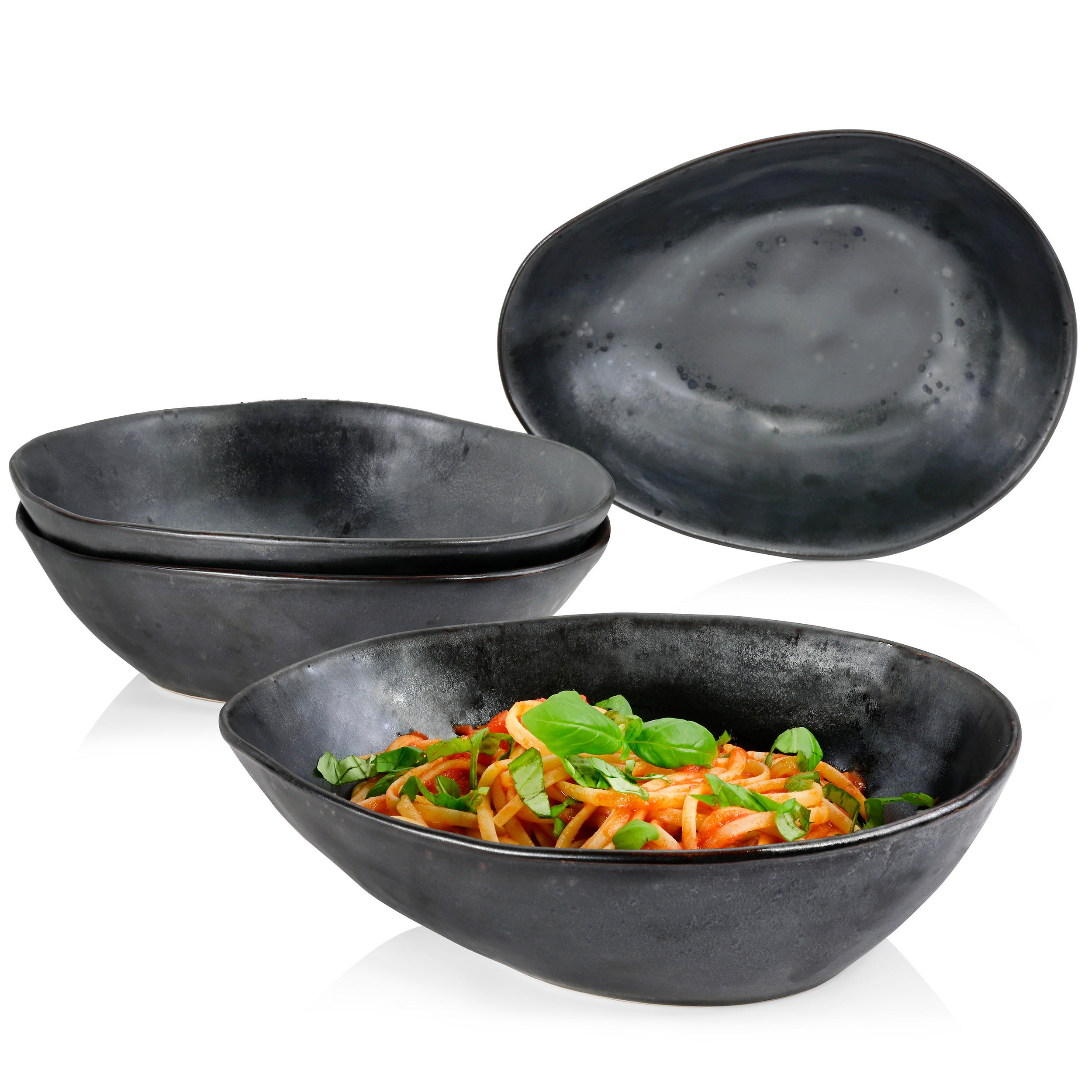 PASTATELLER SET TOMBEY - 4 teilig aus Steingut - Dunkelgrau, Keramik (24.2cm) - Sänger