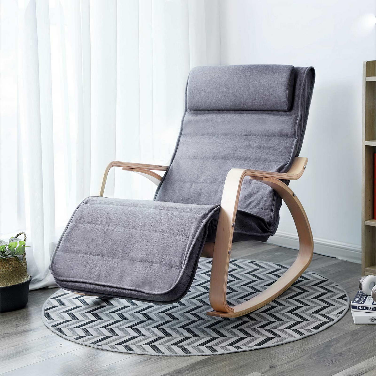SCHAUKELSTUHL RELAXSTUHL - Grau, Holzwerkstoff (115/91/67cm) - Hansiro