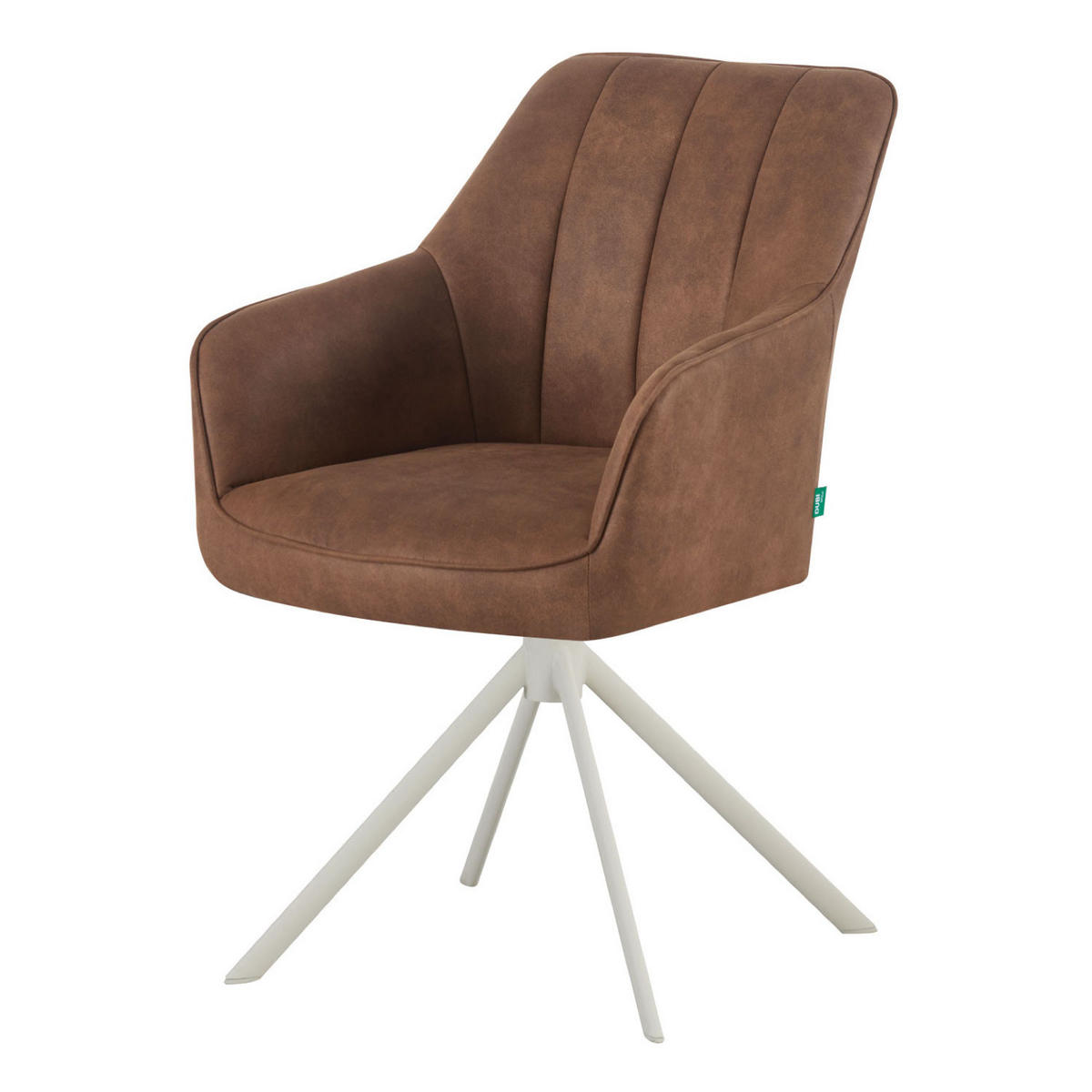 ESSZIMMERSTUHL THOMAS-VIVI 2er-Set 360°drehbar - Weiß/Braun, Textil/Metall (57/88/63cm) - DUBI Möbel
