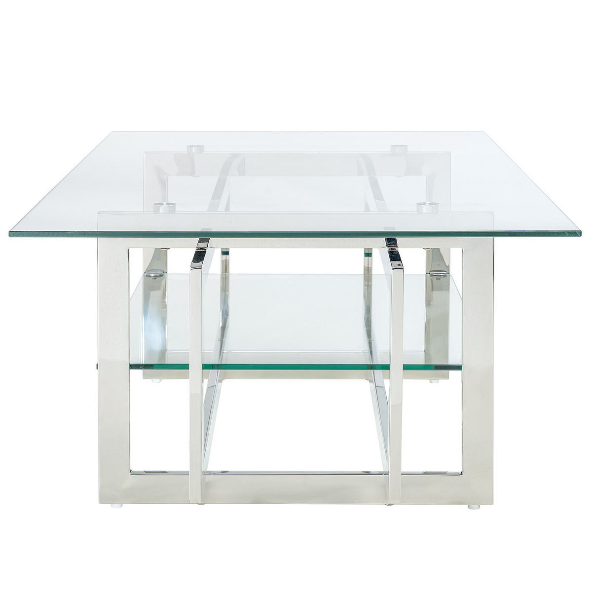 COUCHTISCH - Glas / Metall - Transparent / Silber - Silberfarben, Glas/Metall (65/120/40cm) - home24
