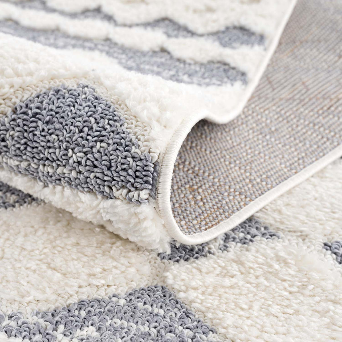 HOCHFLOR-TEPPICH Focus 3005 Grau 160 cm Rund - Creme/Grau, Textil (160/160cm) - carpet city