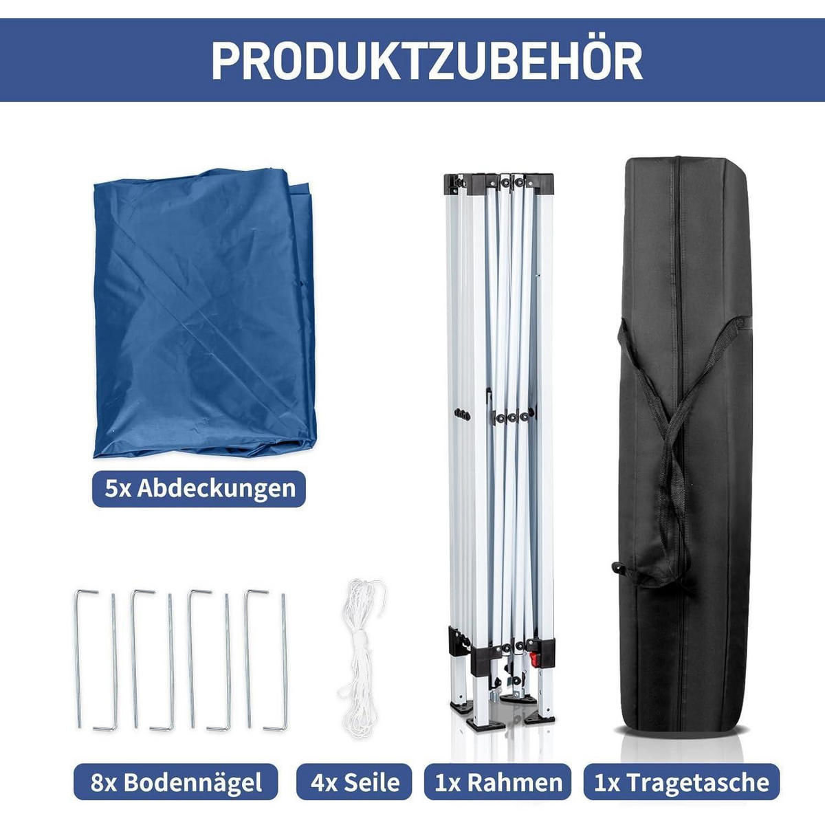 FALTPAVILLON 3 x 3 m Blau UV-Schutz 50+ Wasserdicht - Blau, Textil (300/255/300cm)