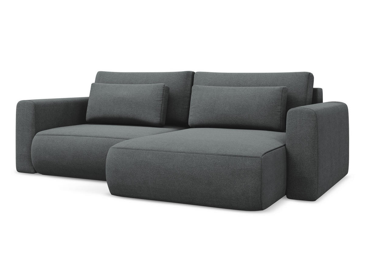 ECKSOFA mit Schlaffunktion Strukturstoff Stoff Grau - Schwarz/Grau, Kunststoff/Textil (240/149cm) - Makamii