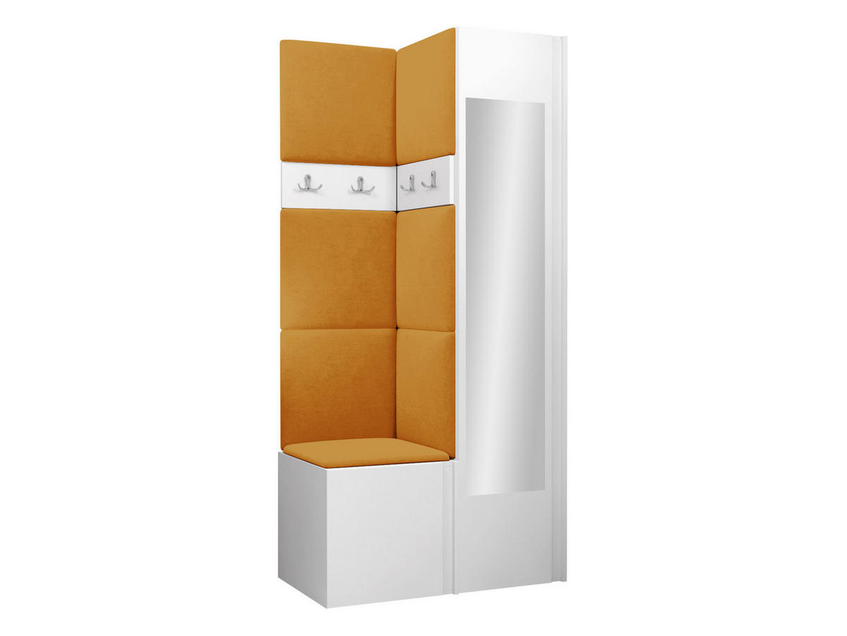 GARDEROBEN-SET Orion XXV - Weiß/Orange, Holzwerkstoff/Kunststoff (82/186/46cm) - MIRJAN24