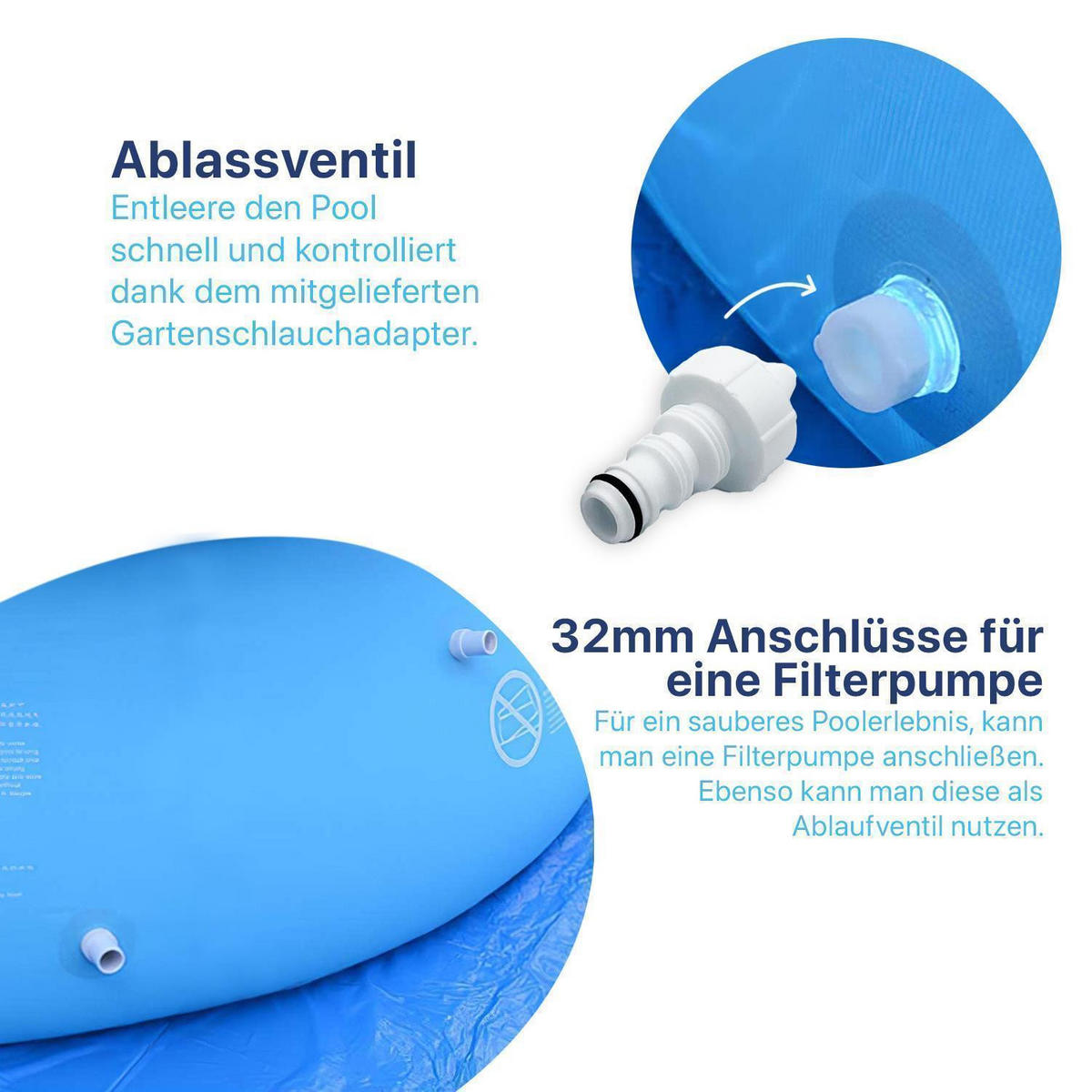 POOL Aufstellpool Ersatzpool Prompt Set rund 240 x 63 cm blau ohne Filterpumpe - Blau, Kunststoff (240/63/240cm) - Avenli