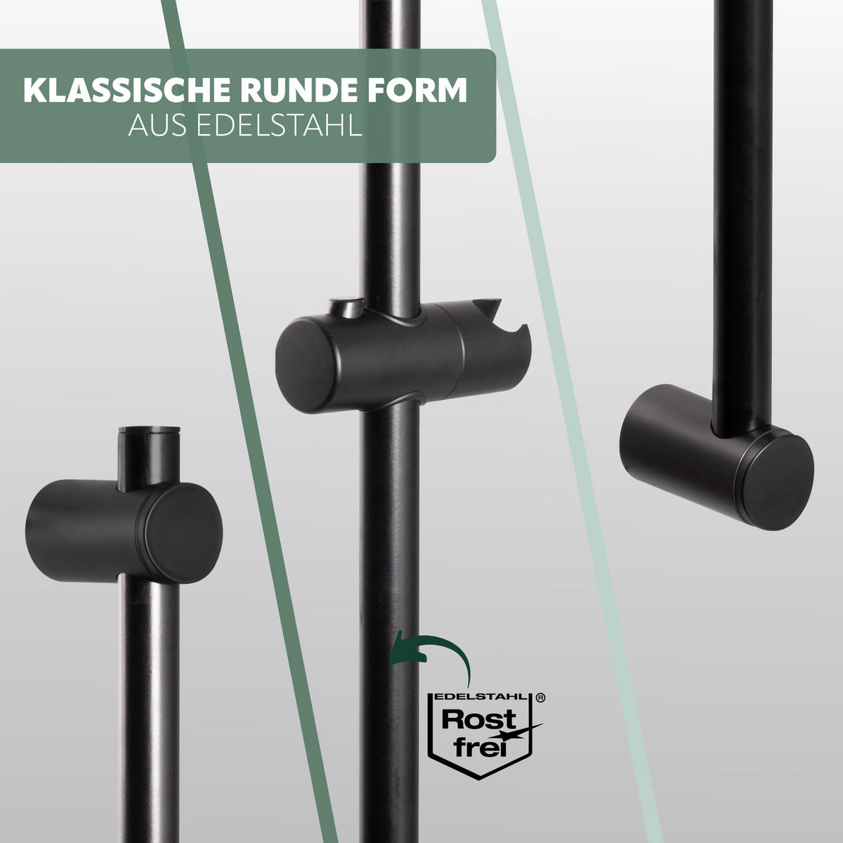 BRAUSESTANGE, schwarz - Schwarz, Metall (11/71.5/4cm) - bremermann