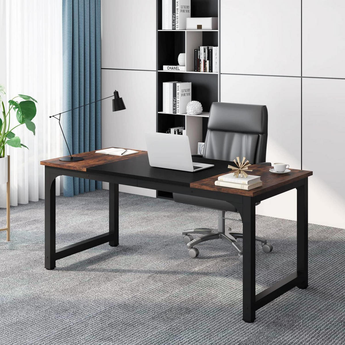 SCHREIBTISCH 160 x 80 cm Rustikales Braun/Schwarz - Multicolor, Holzwerkstoff (80/160/75cm)