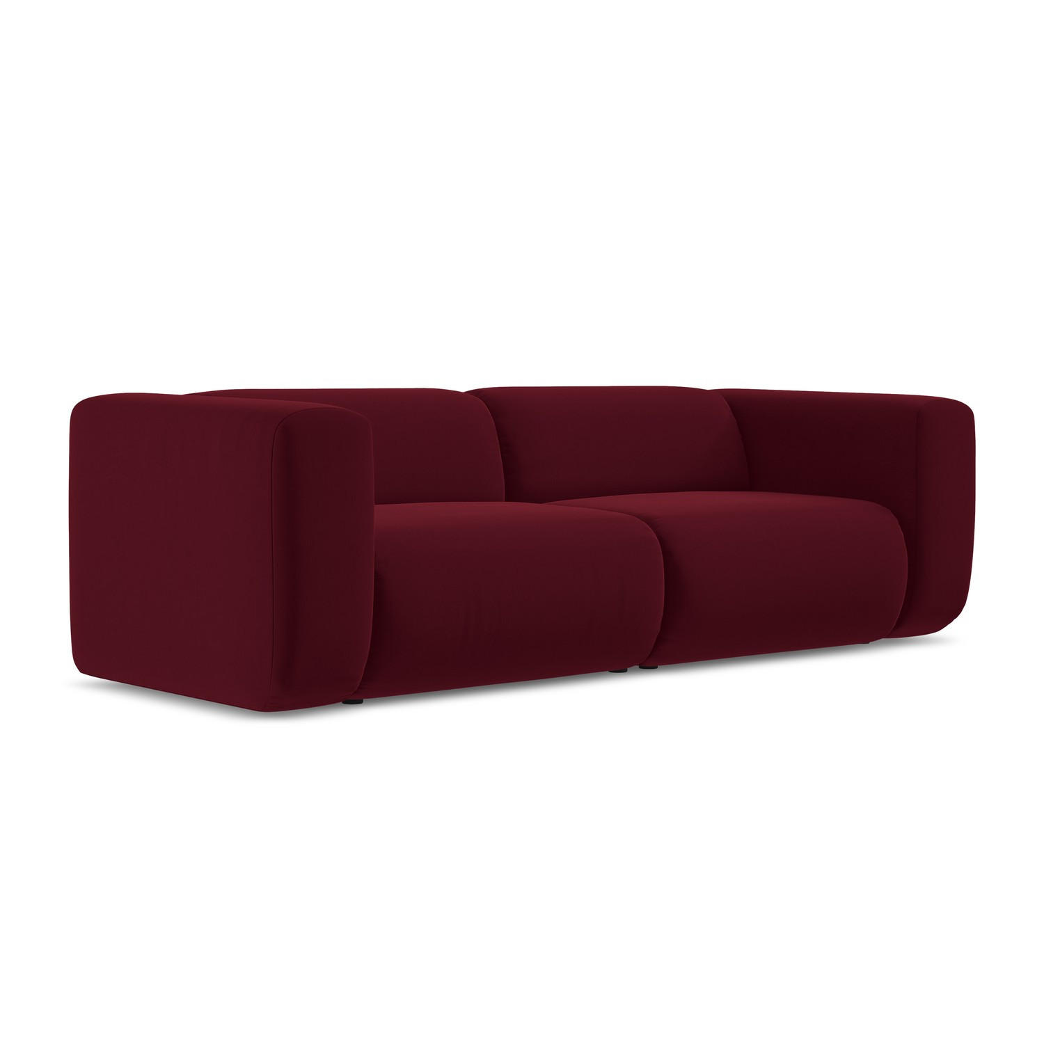 3-SITZER SOFA Samt Stoff Rot - Bordeaux/Rot, Kunststoff/Textil (228/70/89cm) - LaMiaSofa