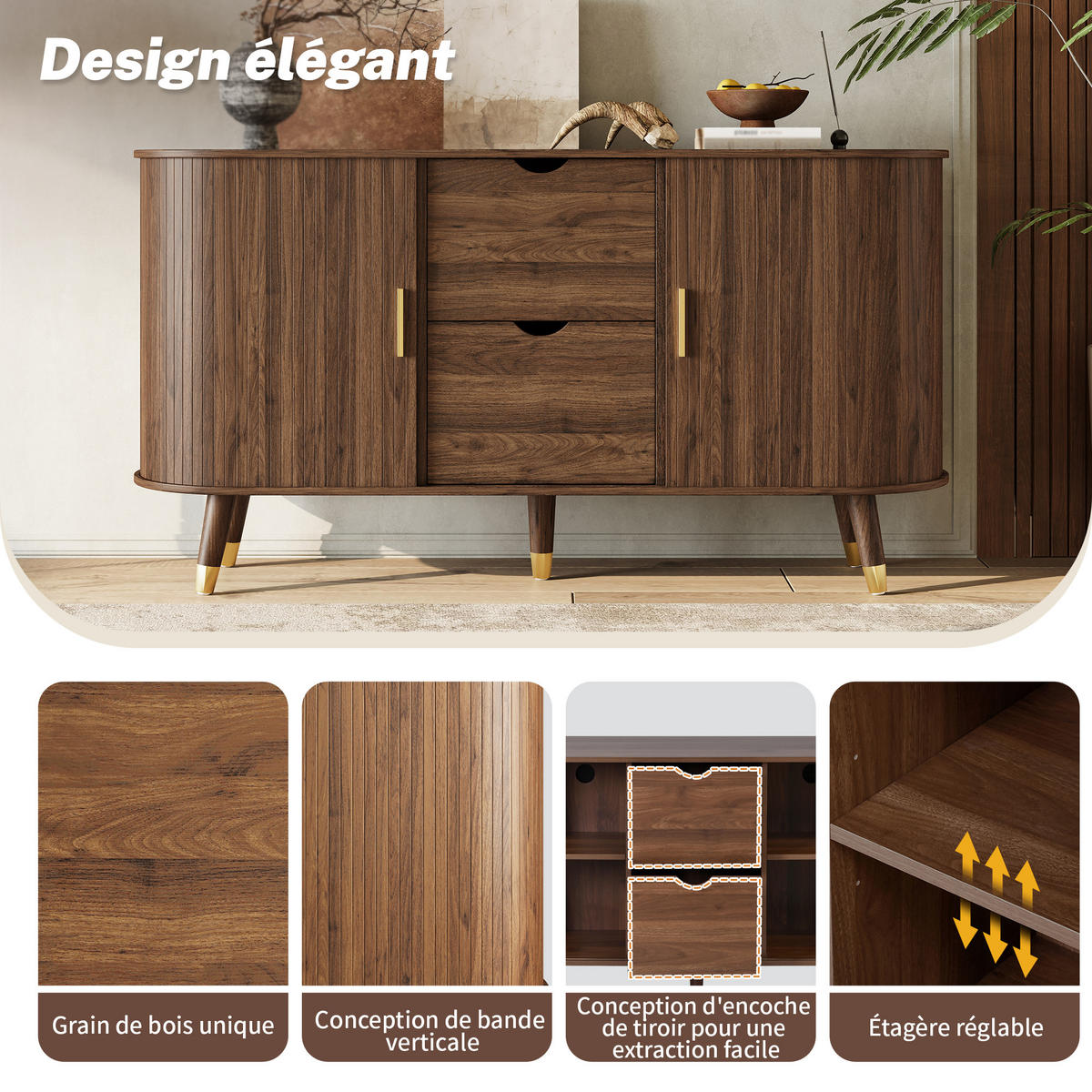 SIDEBOARD Walnuss 140/40/79,5 cm - Walnussfarben, Holzwerkstoff (140/79.5/40cm) - PANGIVO