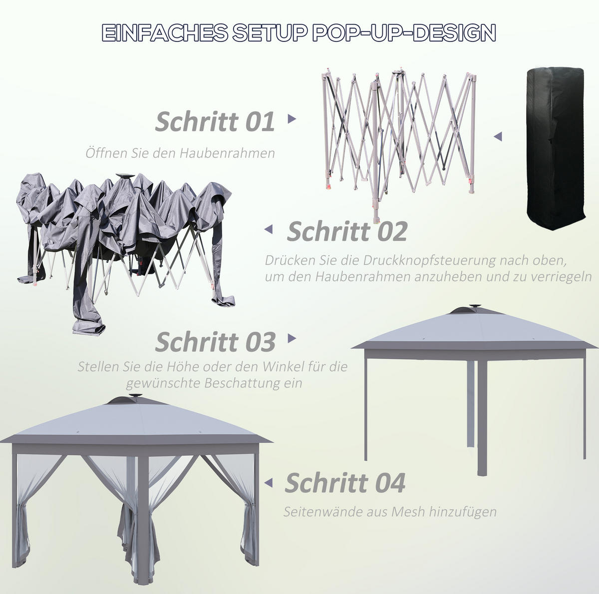 ZAHRADNÍ altán z kovu 330x330x288 cm šedý s LED osvětlením, USB nabíjením a síťovanými závěsy - šedá, kov (330/288/330cm) - Modfu