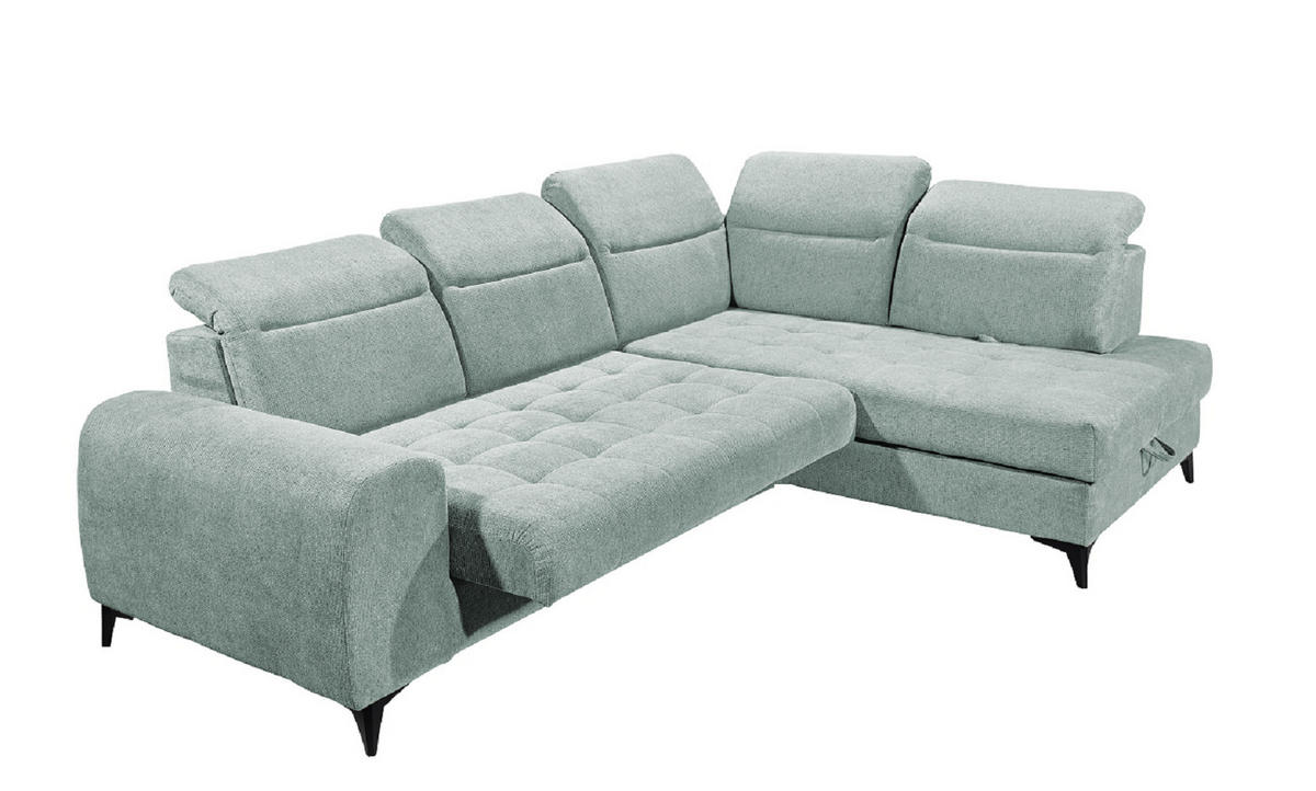 ECKSOFA mit elektrischer Sitztiefenverstellung - Hellblau, Kunststoff/Textil (200/282cm) - ed exciting design