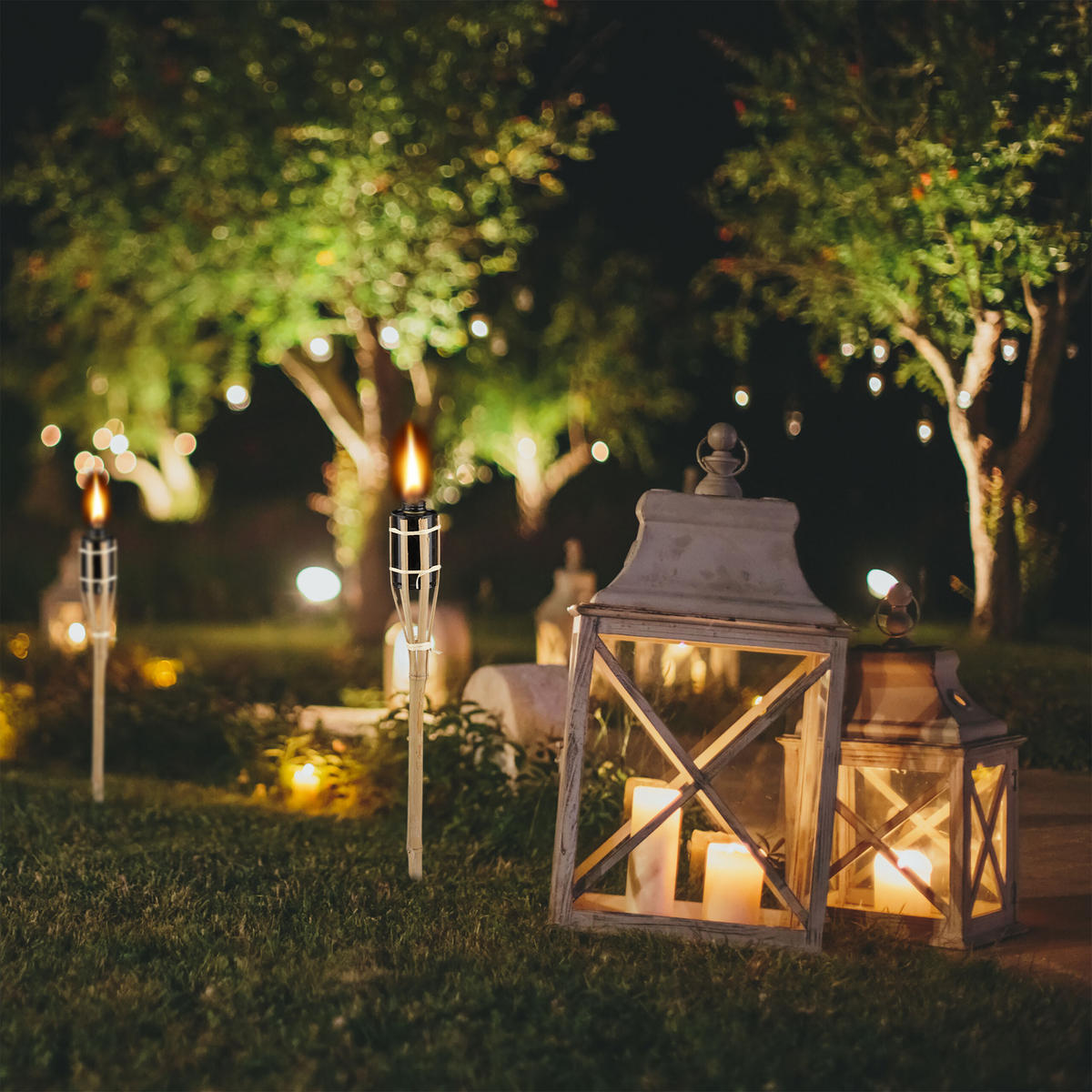 12XGARTENFACKEL - Hellbraun, Holz/Metall (50cm) - Relaxdays