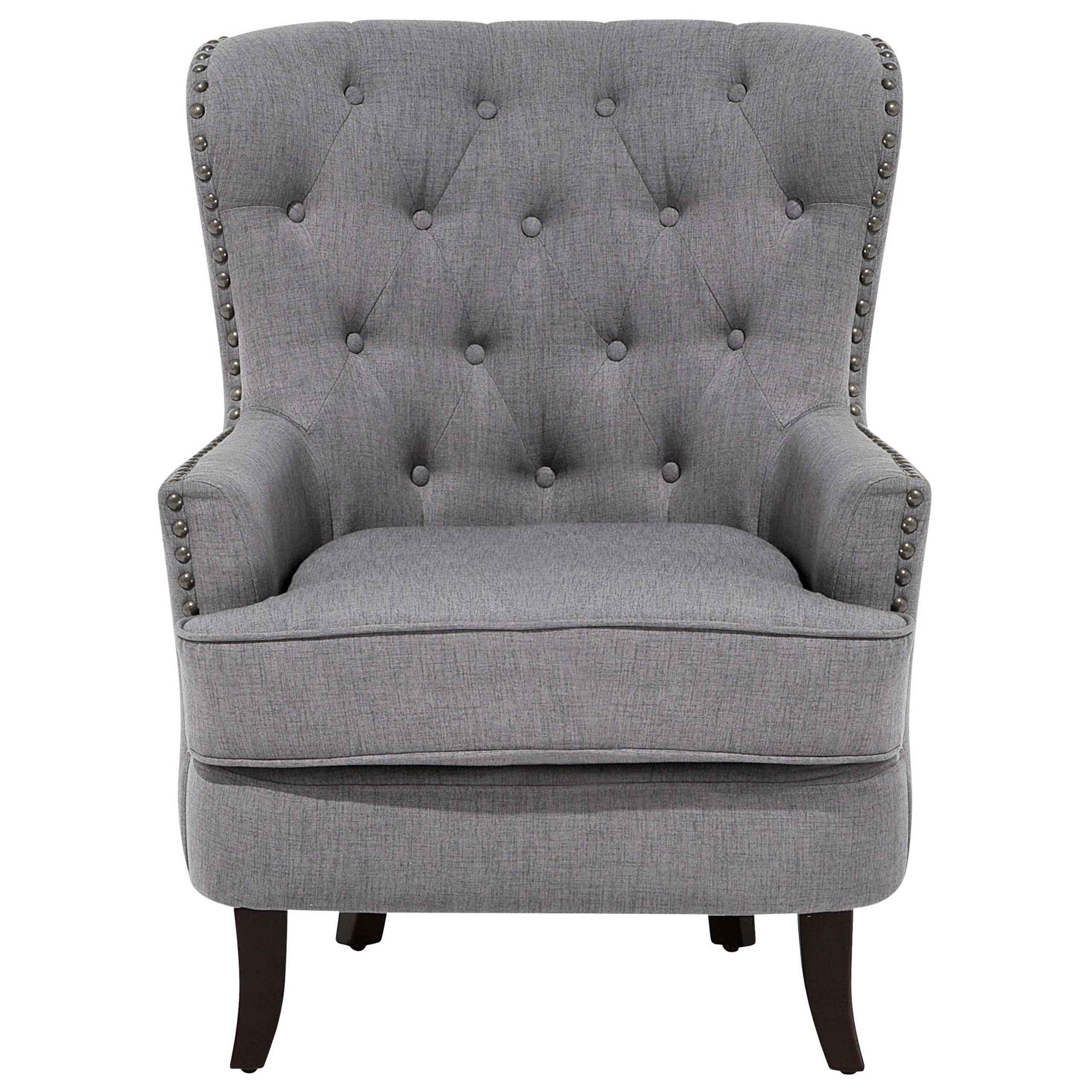 SESSEL Polsterbezug hellgrau Viborg - Dunkelbraun/Grau, Textil (75/93/57cm) - Beliani