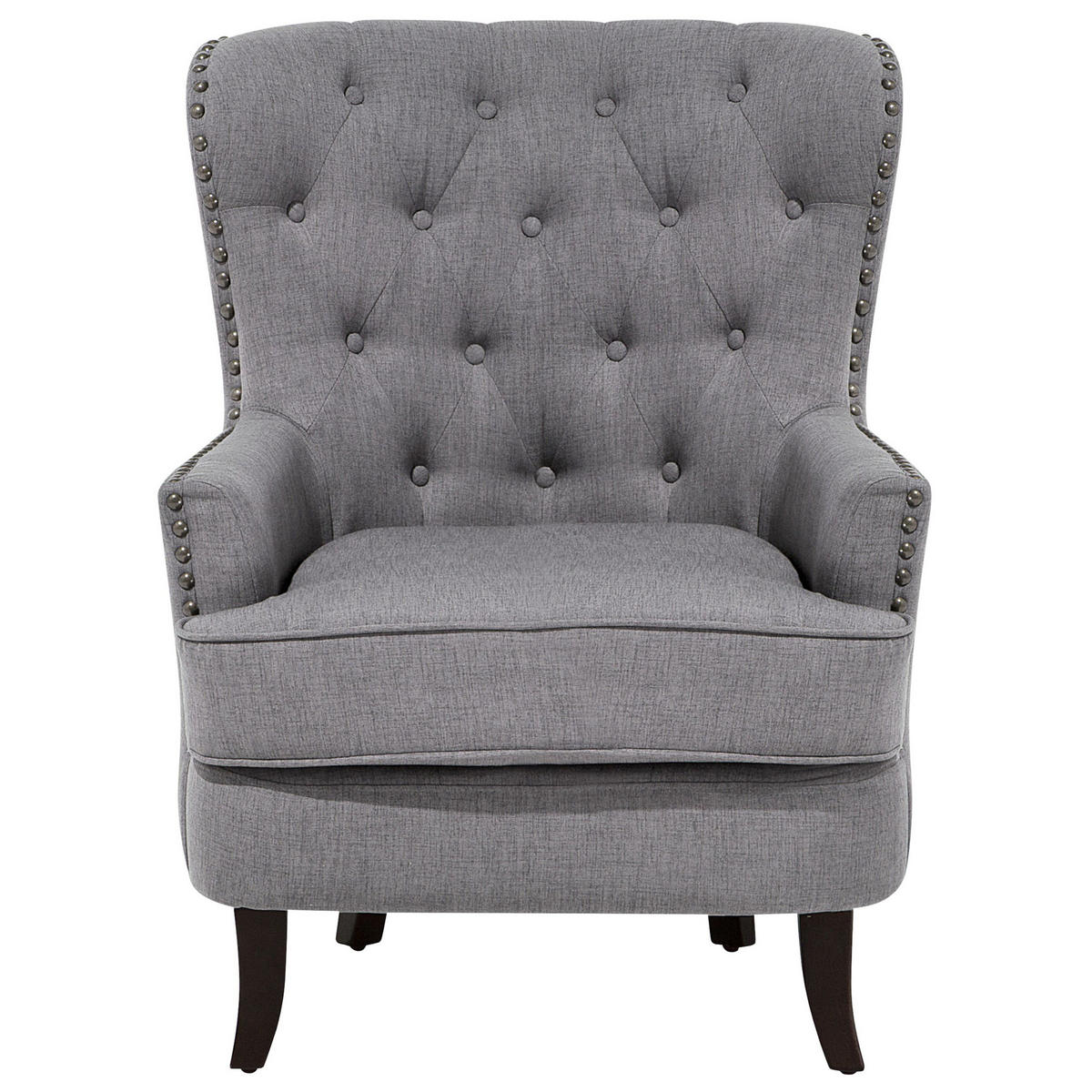 SESSEL Polsterbezug hellgrau Viborg - Dunkelbraun/Grau, Textil (75/93/57cm) - Beliani