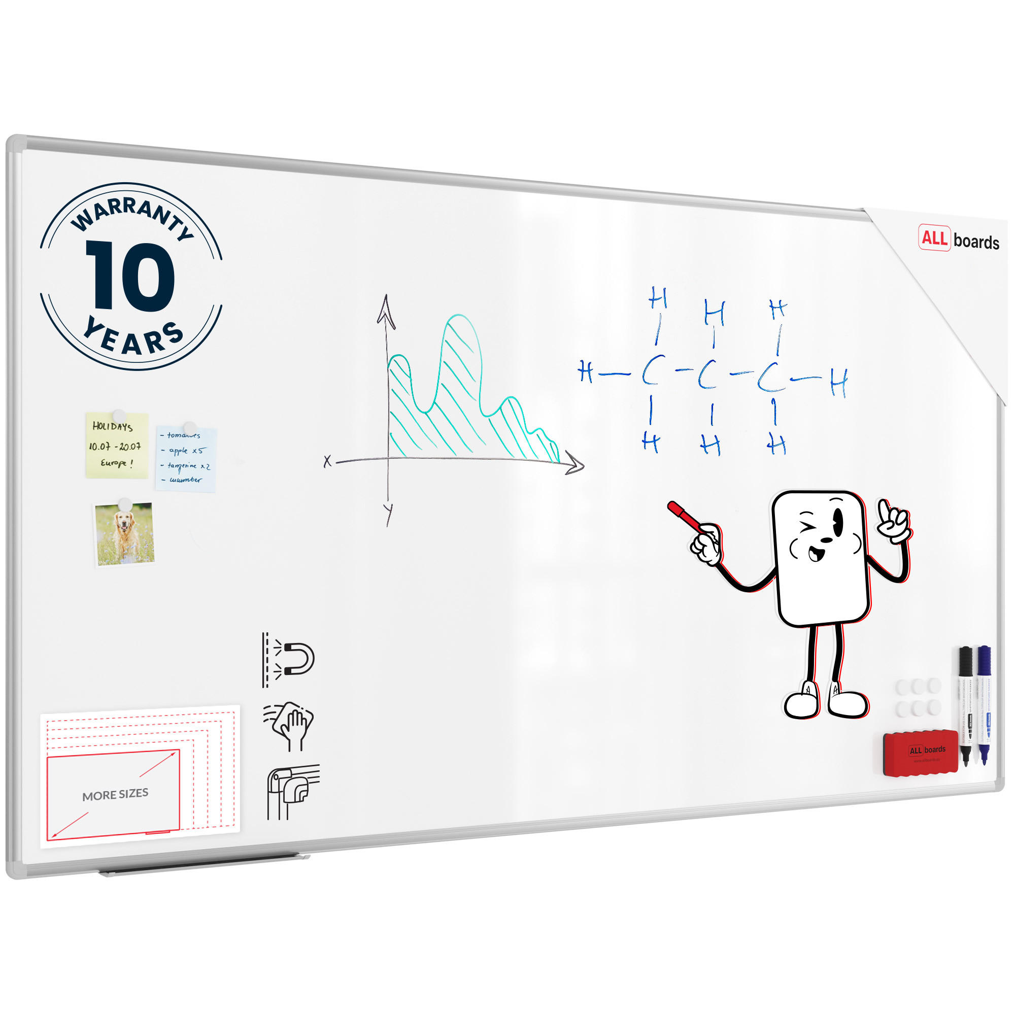 MAGNETISCHES Whiteboard - PREMIUM EXPO Alurahmen 180x100cm - Weiß, Metall (180/100/1.6cm) - ALLboards
